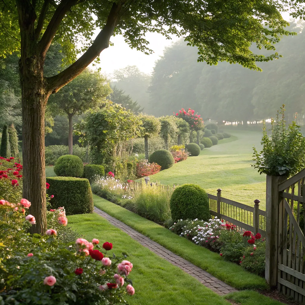 Lush Garden with Well-Maintained Lawn